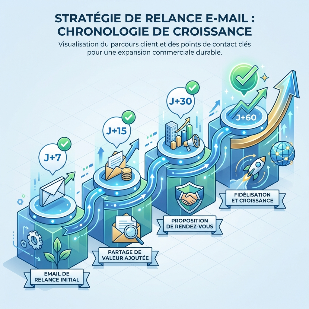 Timeline de relances email pour prospection B2B efficace