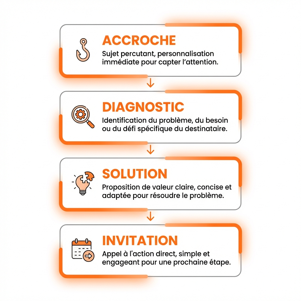 Structure d'un email de prospection B2B efficace en 4 blocs